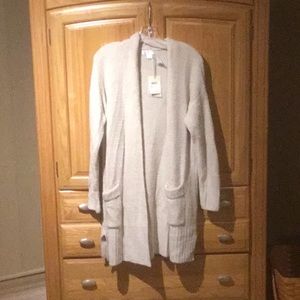 Barefoot Dreams Bisque (Size Large) Waffle Iron Texture, 2 Pocket, Open Cardigan